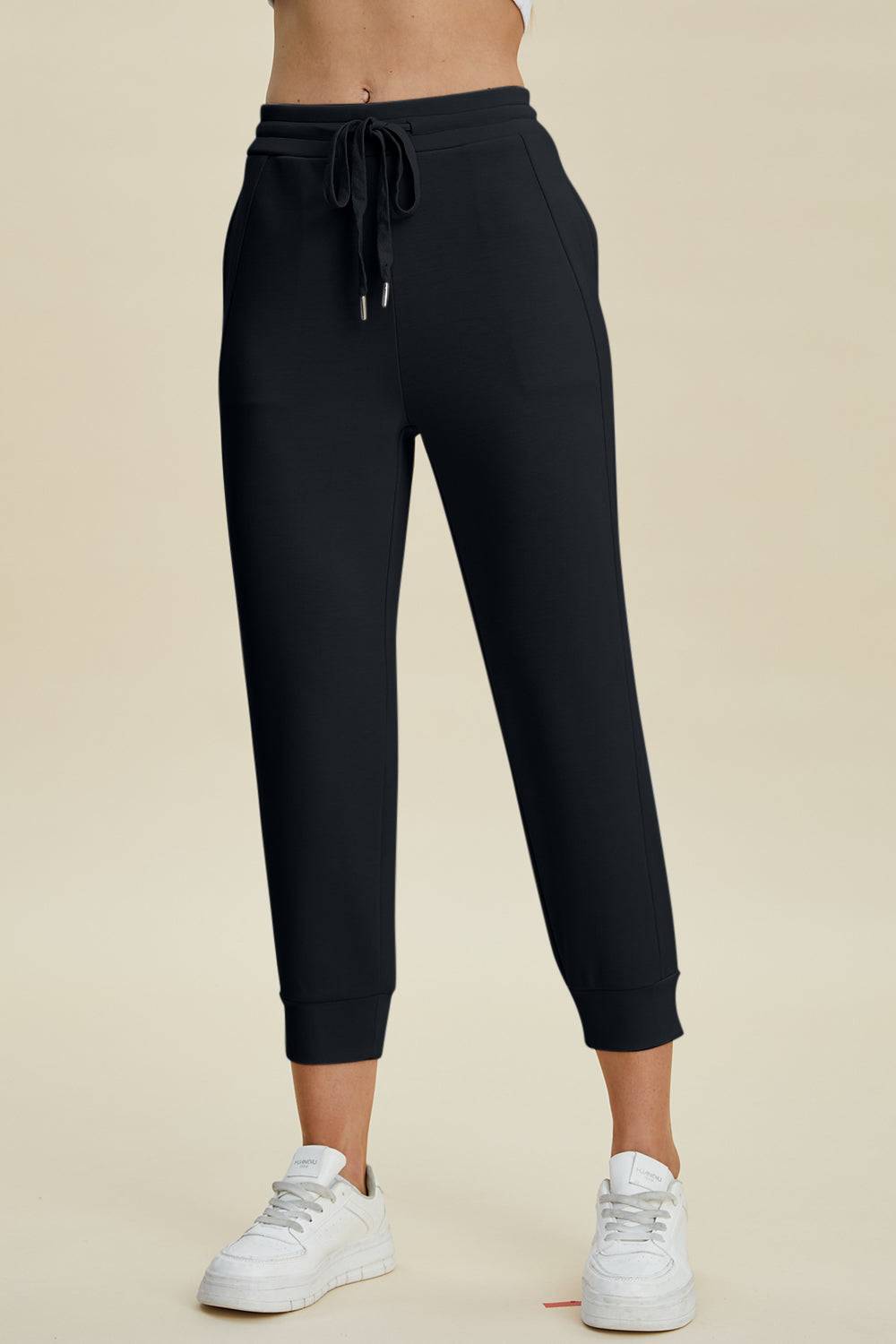 High Waist Cropped Pants with Adjustable Drawstring | Everyday Style Buttery Soft