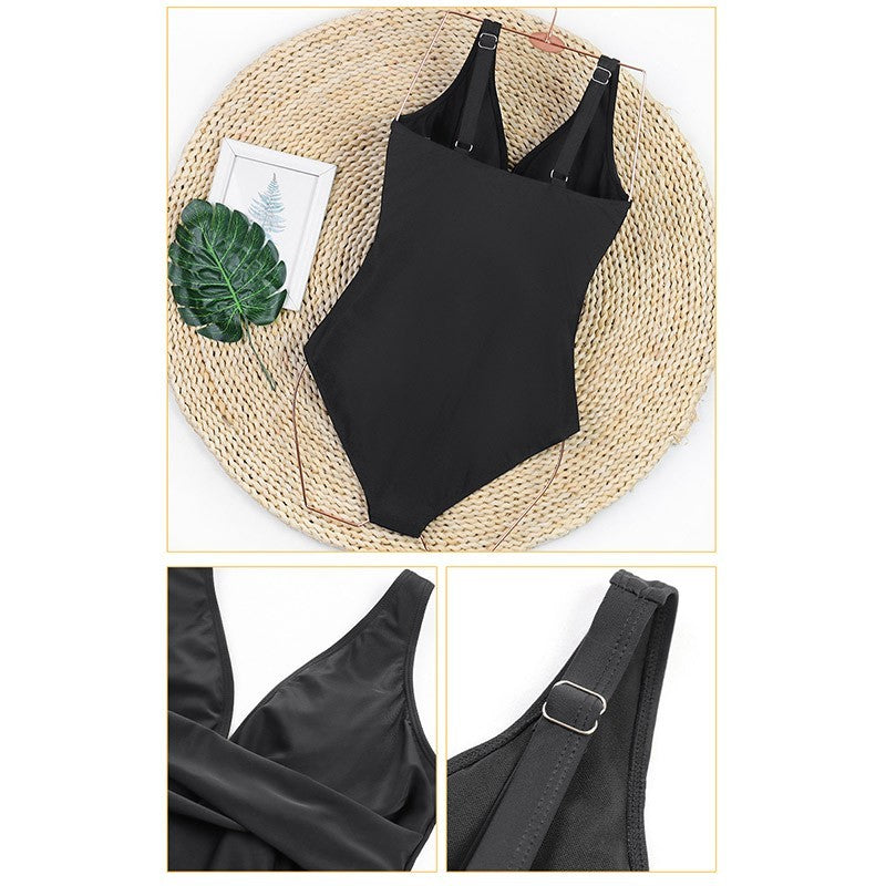 One Piece Swimsuit With Tummy Control, V Neck Criss Cross, Ruched Push Up Slimming Swimwear
