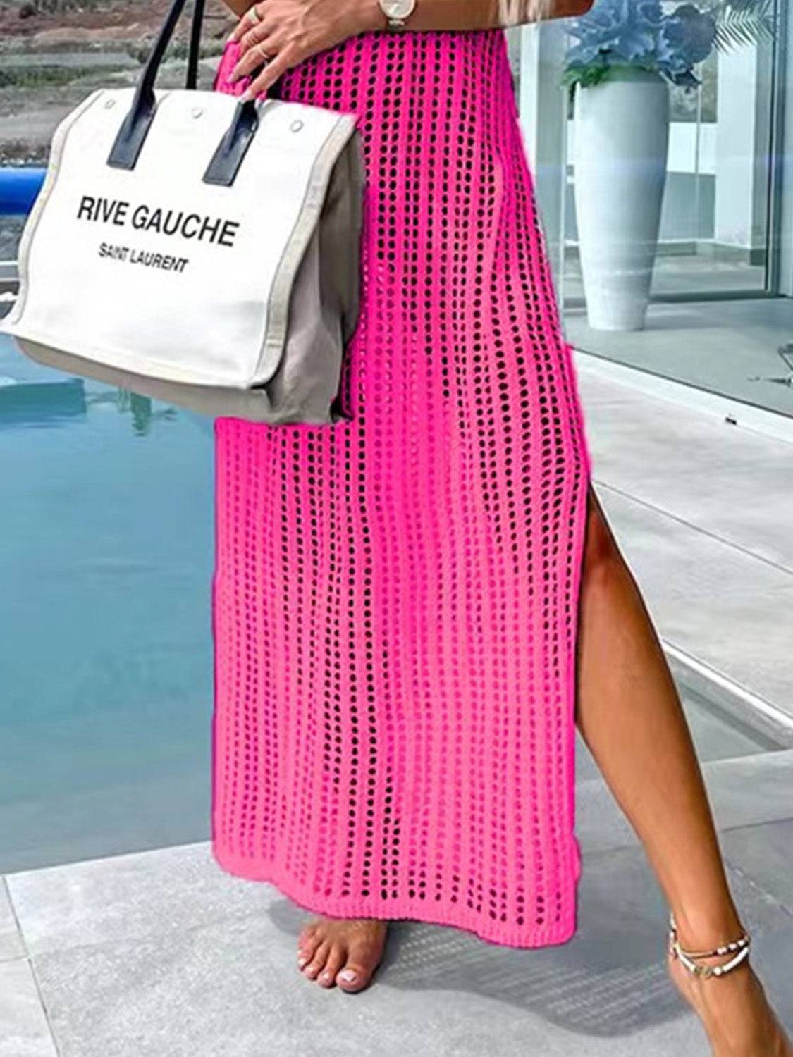 Coastal Glow Mesh Cover Up Dress With Side Slit – Lightweight &amp; Colorful Beachwear