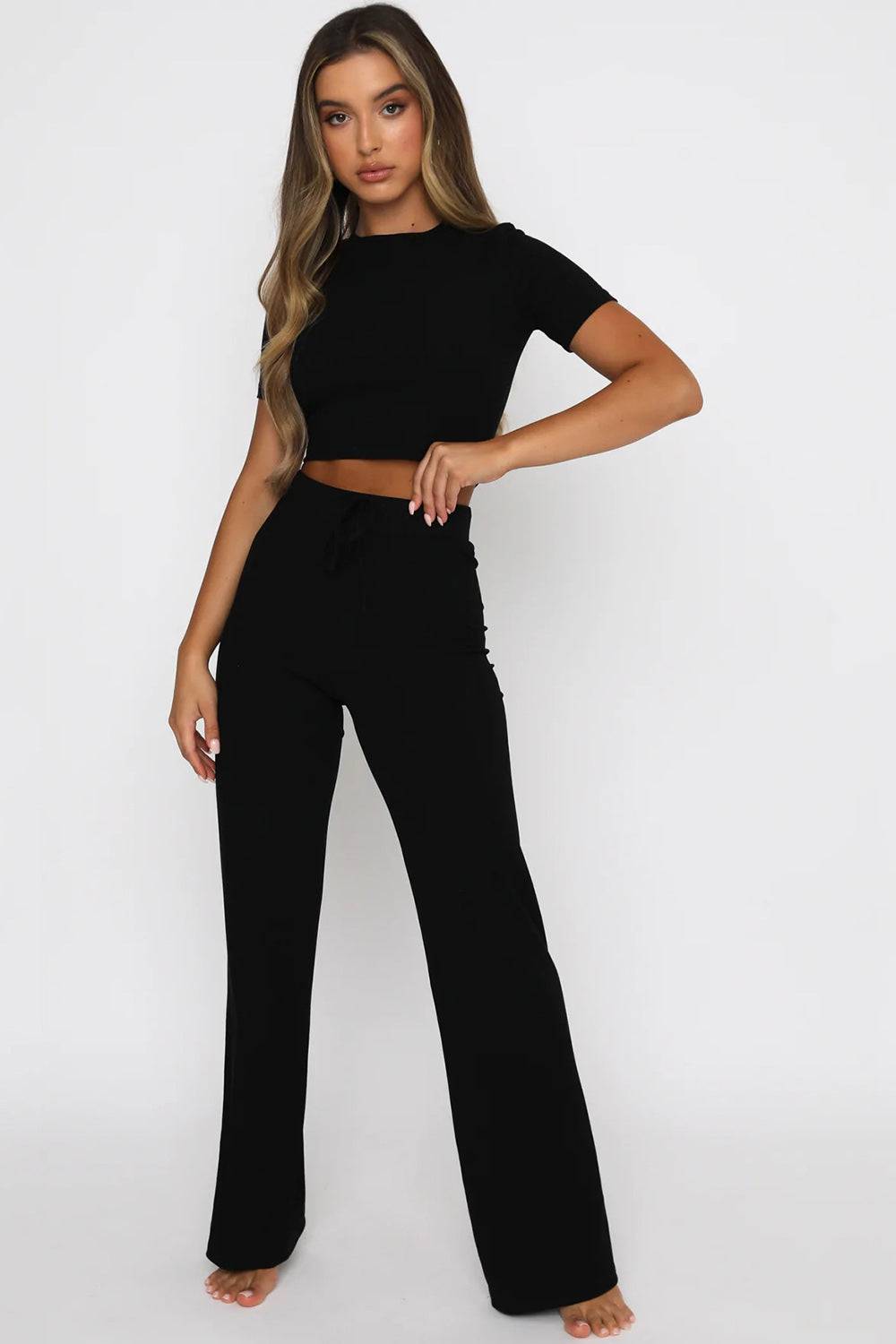 Round Neck Top and Pants Set | Effortless Style for Everyday Comfort