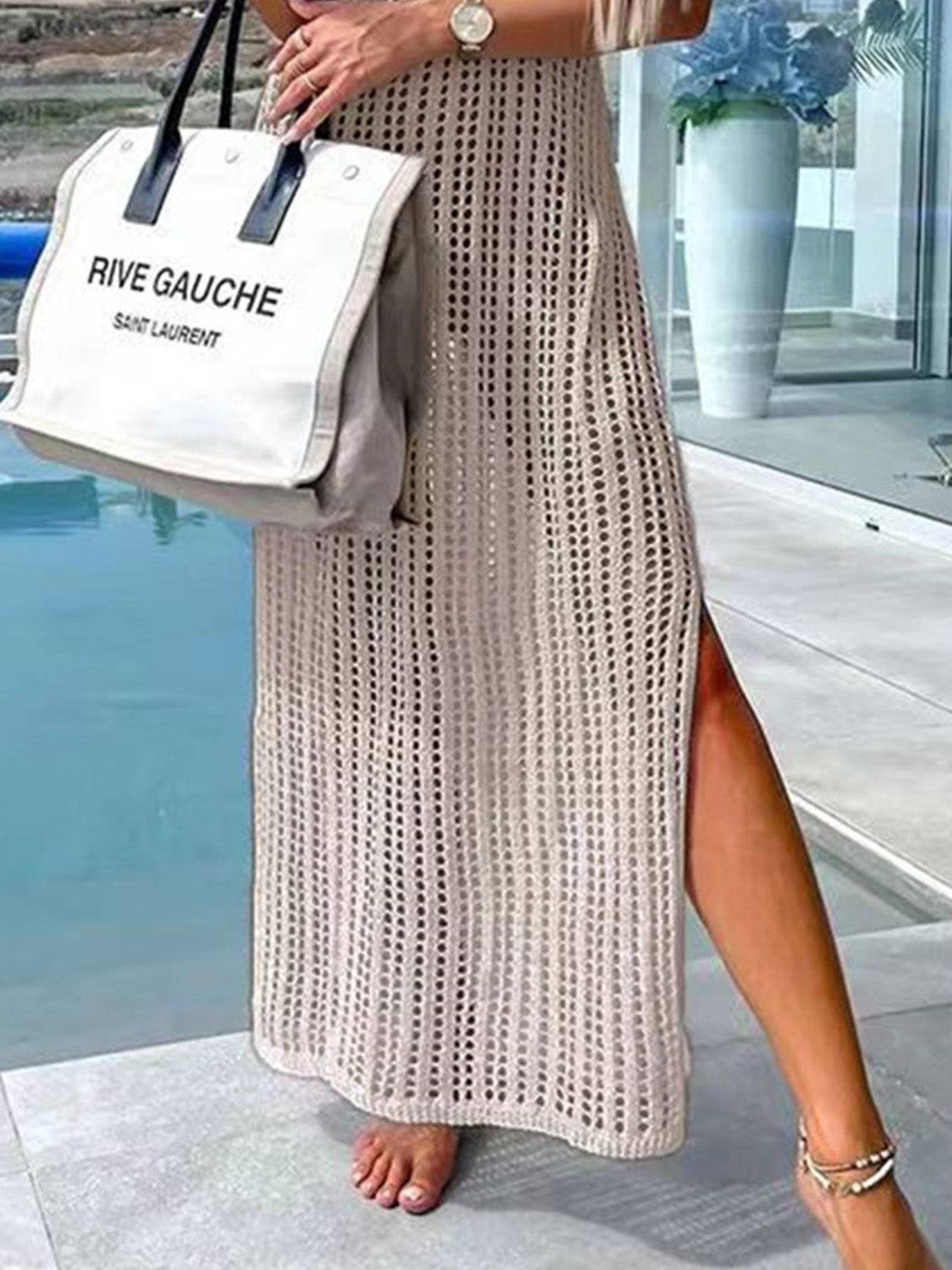 Coastal Glow Mesh Cover Up Dress With Side Slit – Lightweight &amp; Colorful Beachwear