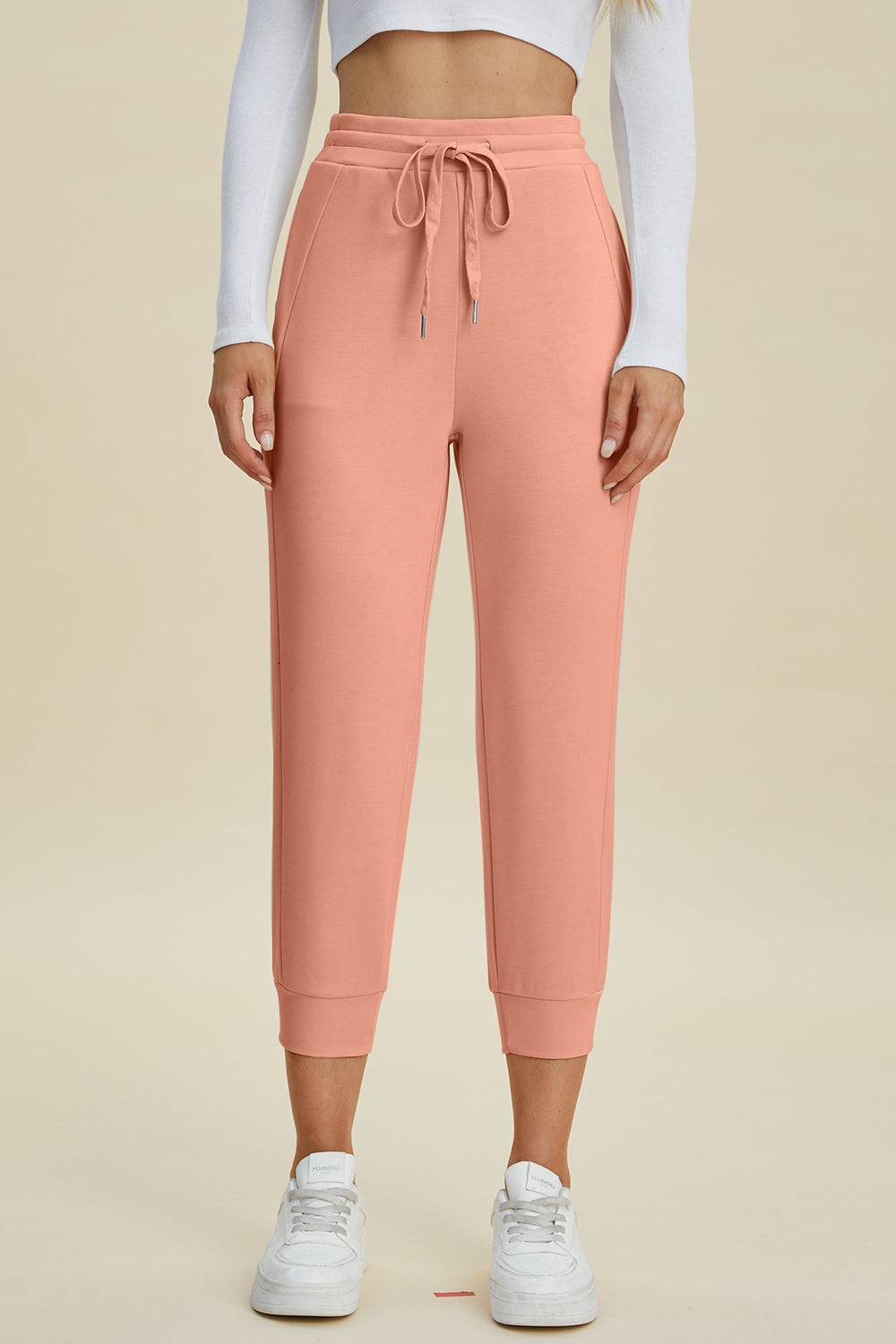 High Waist Cropped Pants with Adjustable Drawstring | Everyday Style Buttery Soft