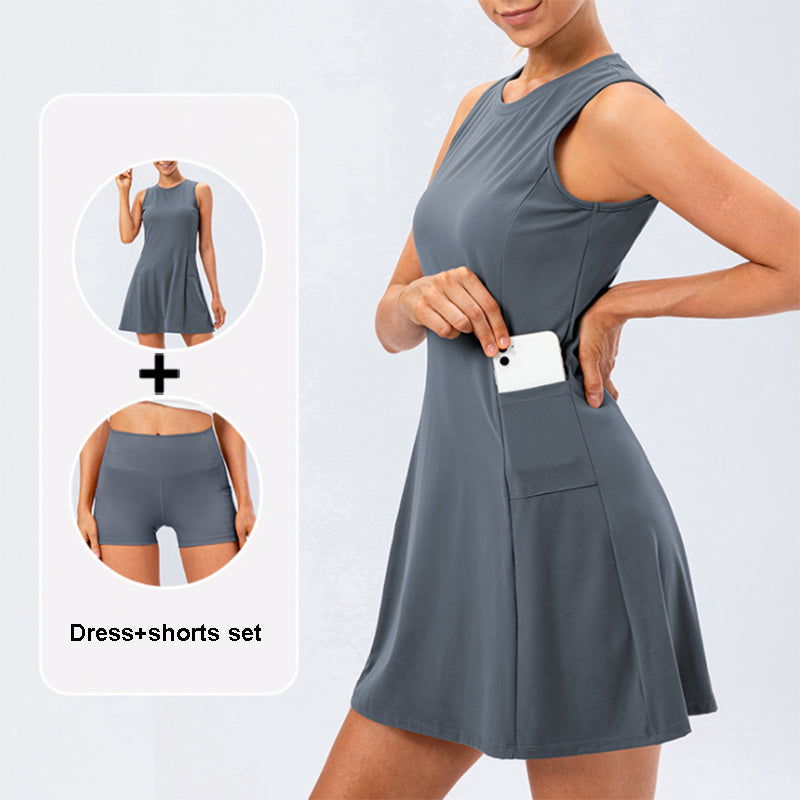 Performance Tennis Dress With Built-In Shorts – Ideal for Tennis, Pickleball &amp; Golf