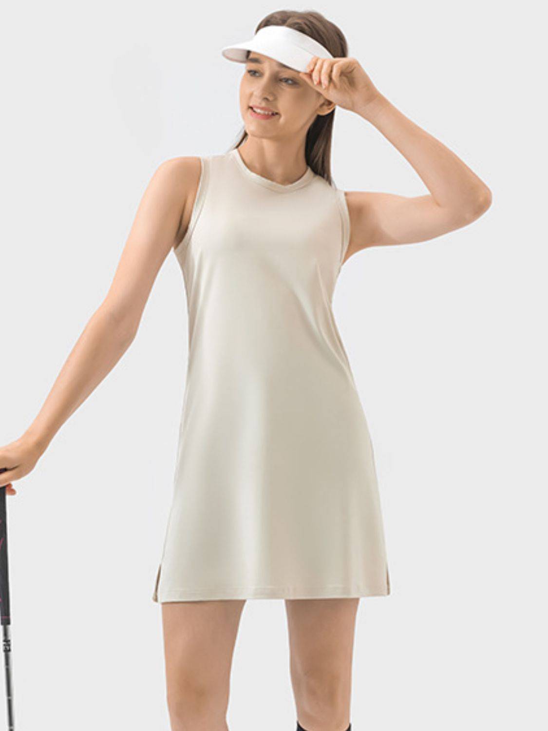 Round Neck Sleeveless Active Dress for Pickleball &amp; Everyday Comfort